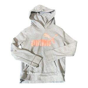 Puma Girls Gray Hoodie with Pink Logo